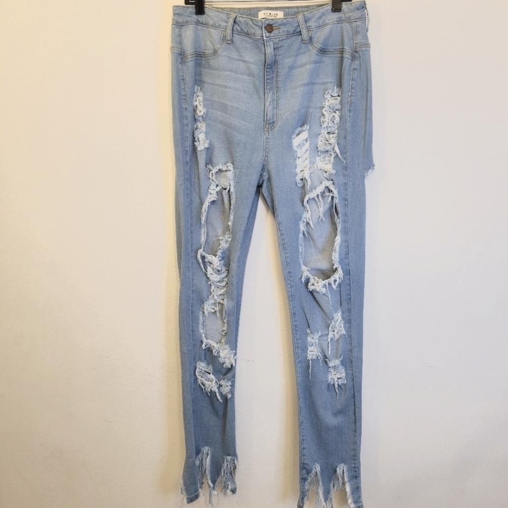 AP Blue By Aphrodite Women's High Waisted Distressed Jeans XL NWT